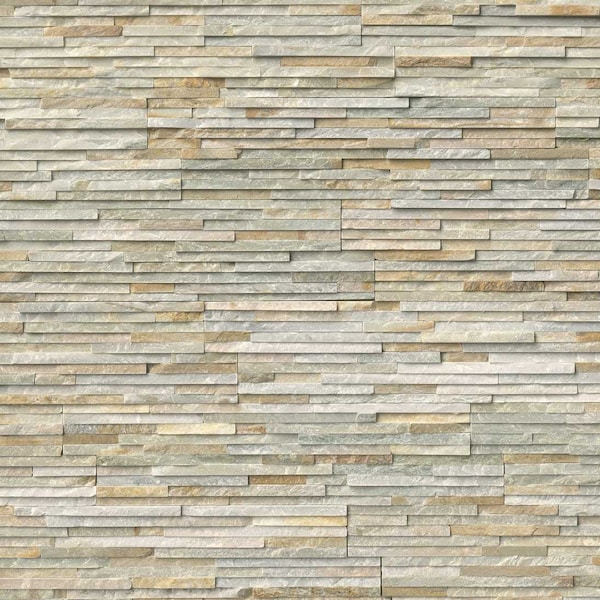 Golden Honey Pencil Splitface Ledger Corner 6 In.  X 18 In.  Natural Quartzite Wall Tile, 6PK